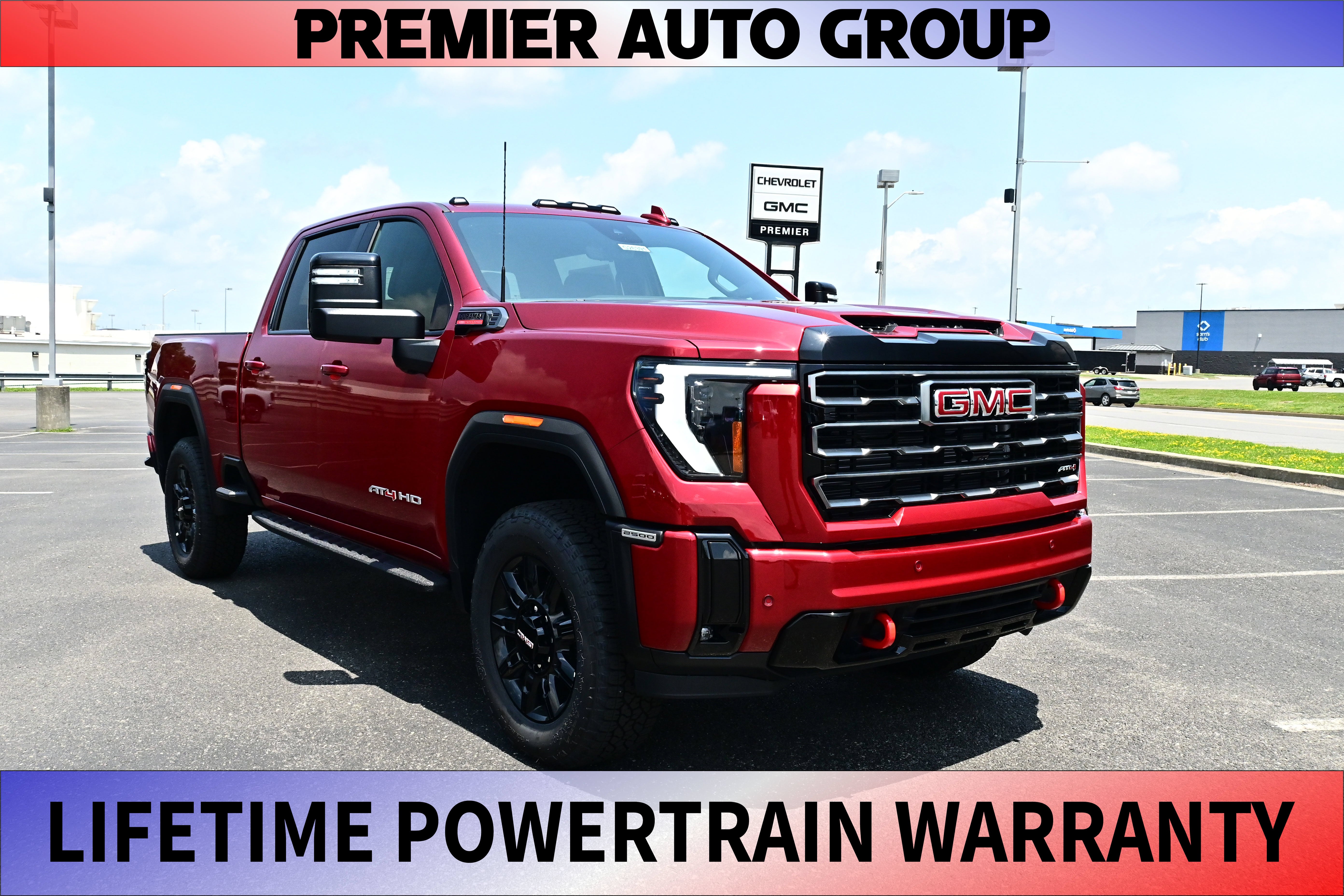 2026 GMC Sierra 2500 HD AT4 in Volcanic Red Tintcoat — front three-quarter view
