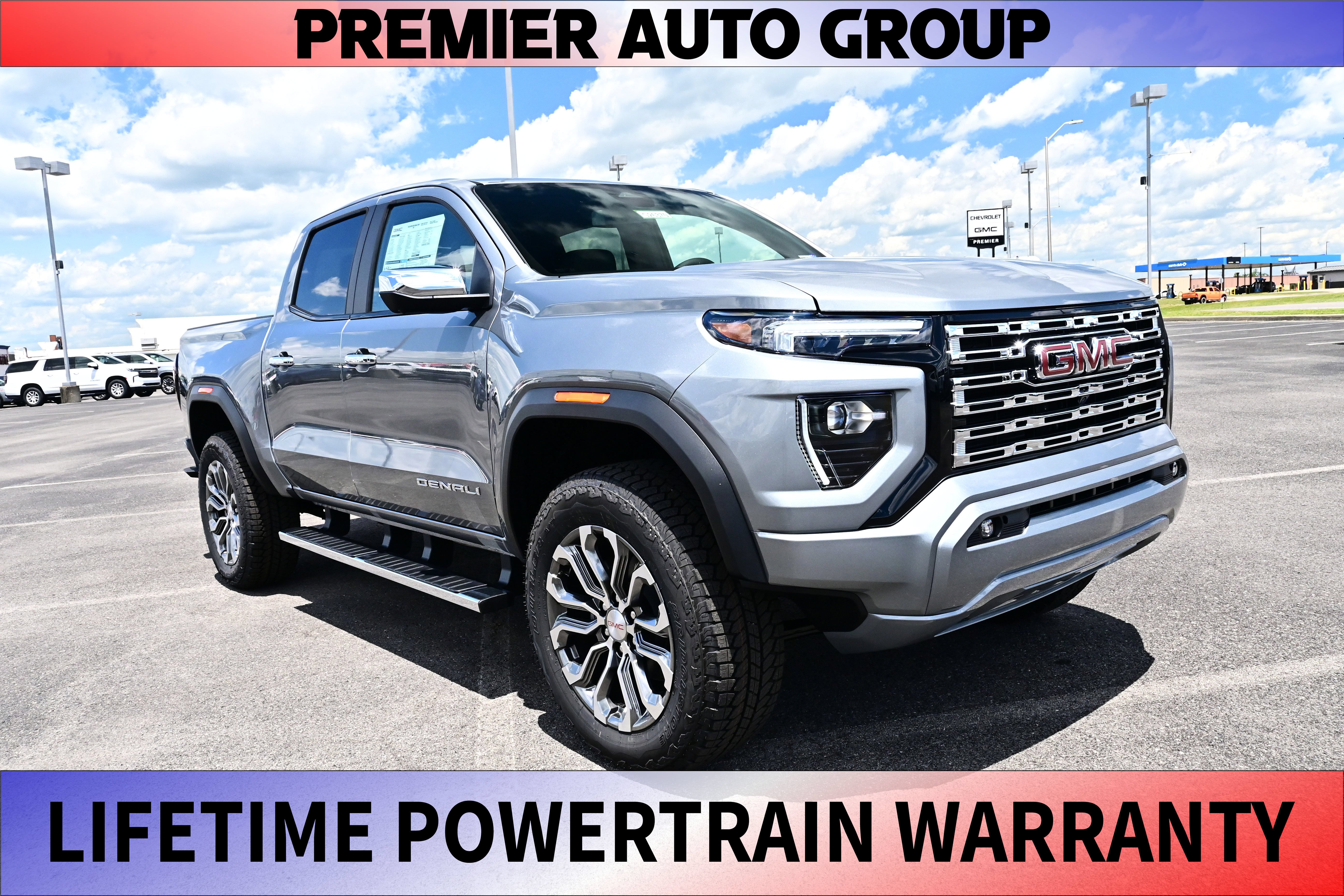 2026 GMC Canyon Denali in Sterling Metallic — front three-quarter view