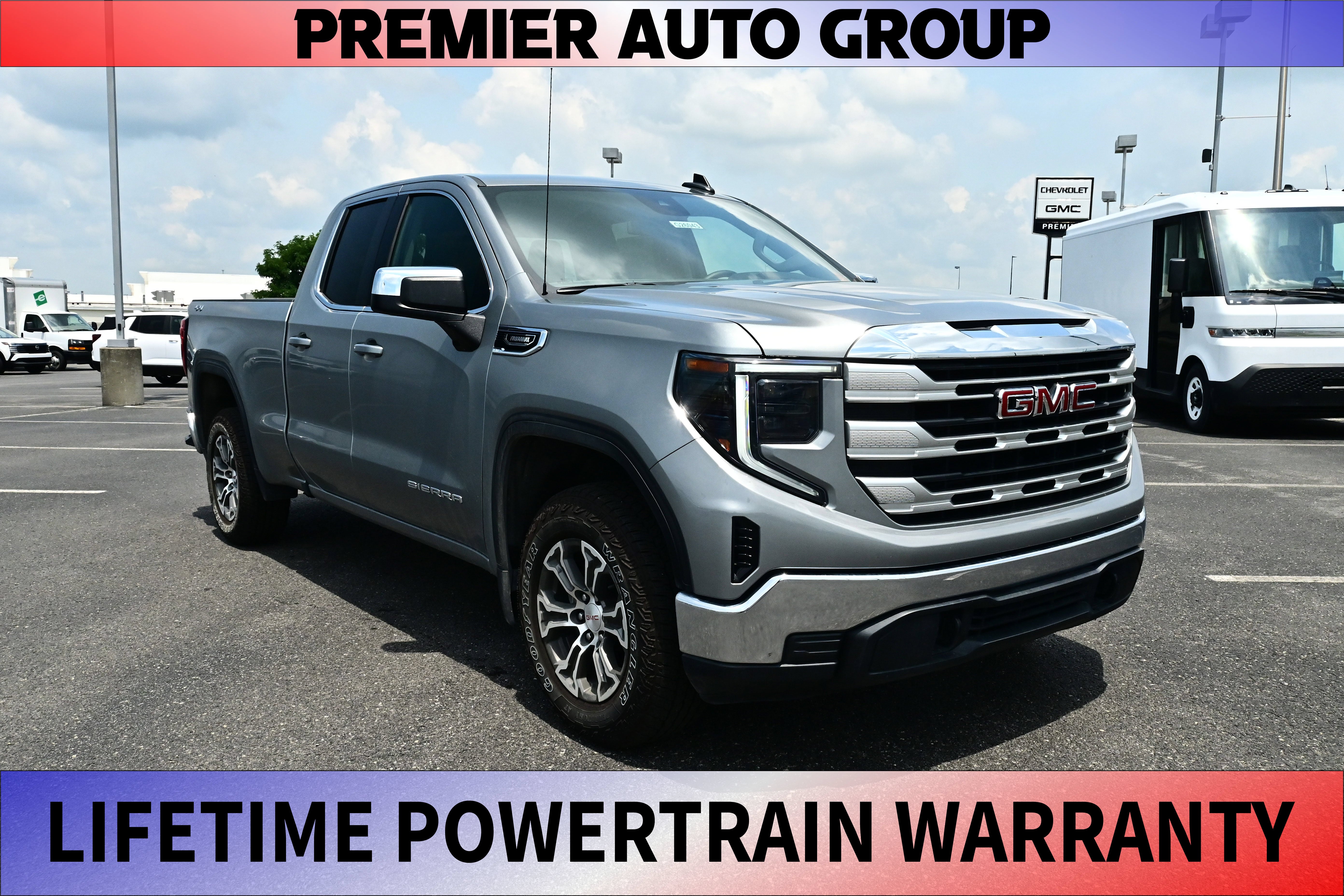 2026 GMC Sierra 1500 SLE in Sterling Metallic — front three-quarter view
