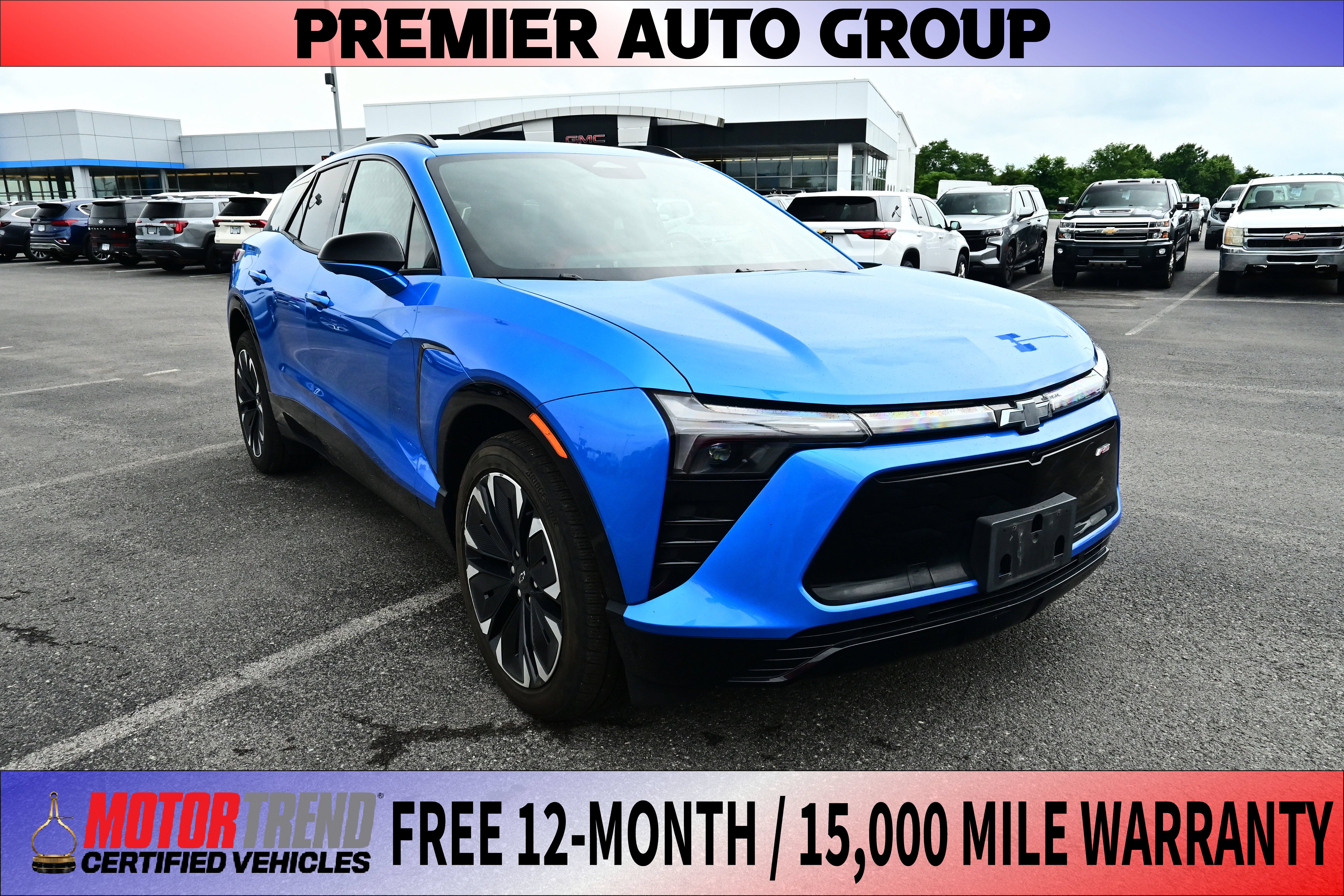 2024 Chevrolet Blazer EV RS in Riptide Blue Metallic — front three-quarter view