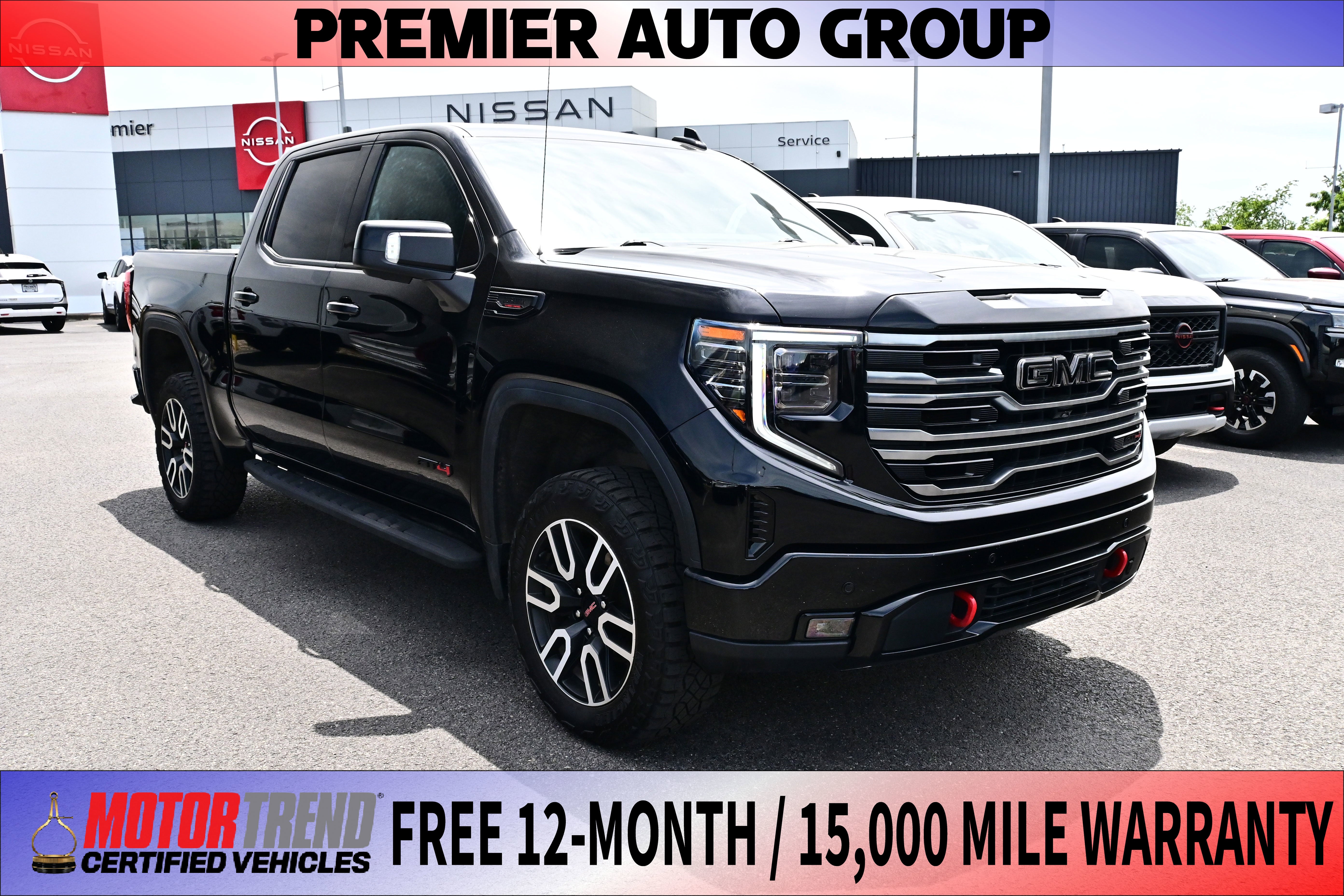 2025 GMC Sierra 1500 AT4 in Onyx Black — front three-quarter view