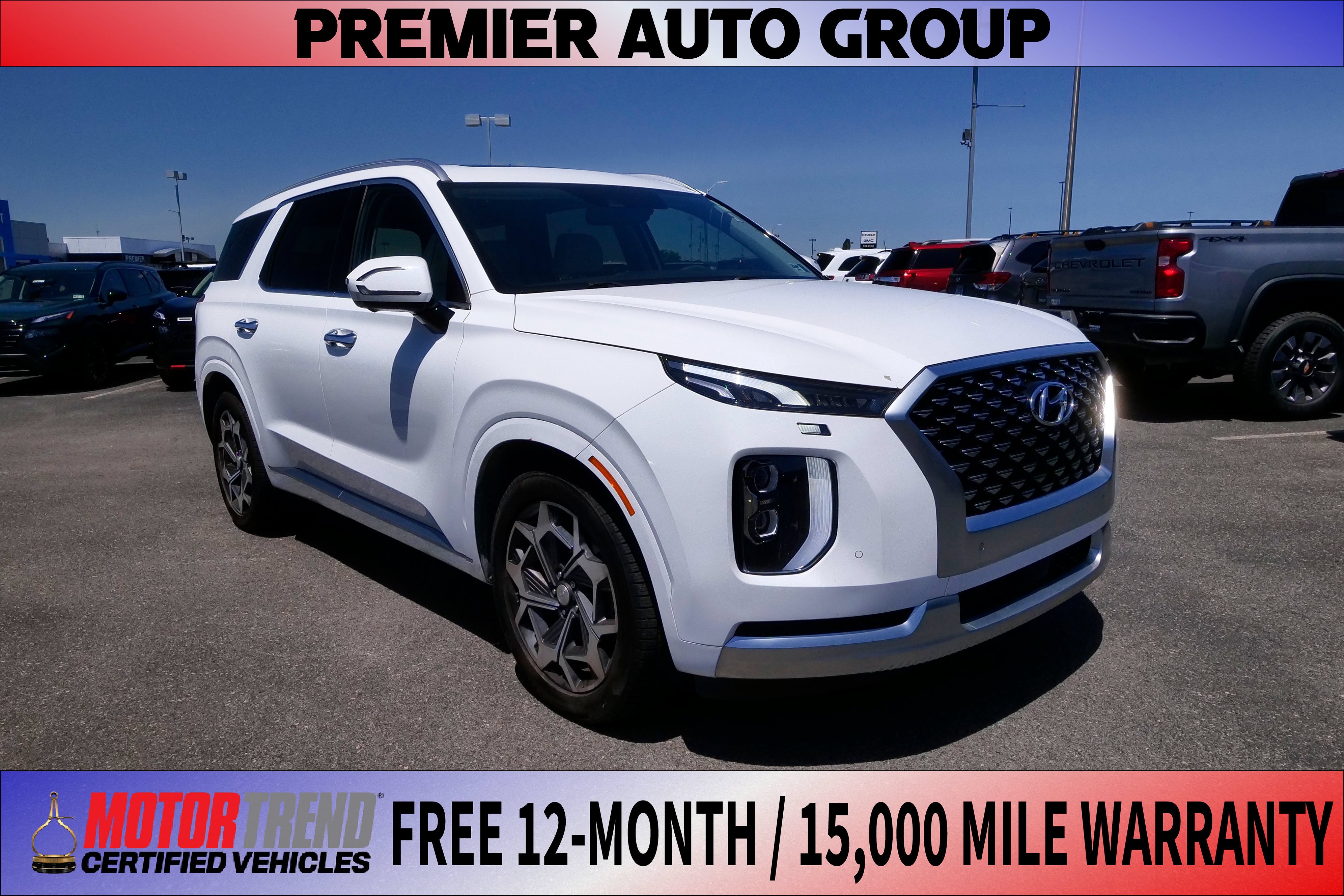 2022 Hyundai Palisade Calligraphy in Hyper White — front three-quarter view